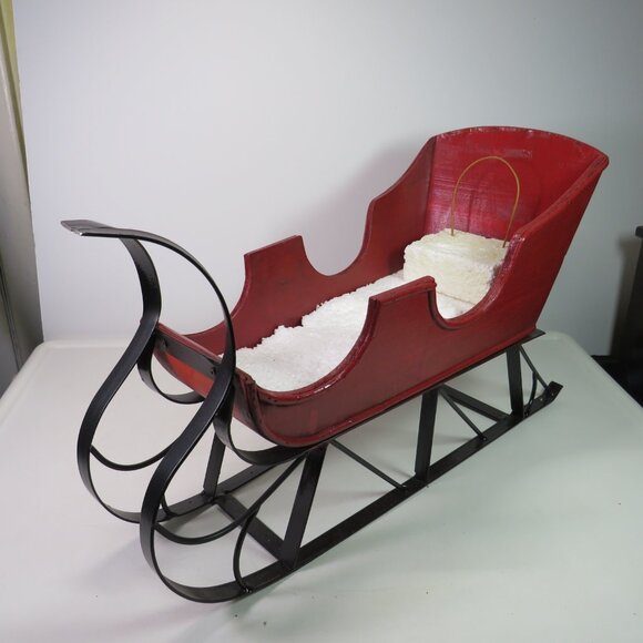 Vintage 18" long Real Wood Sleigh w Metal Runners (almost 3 pounds) - Picture 4 of 10